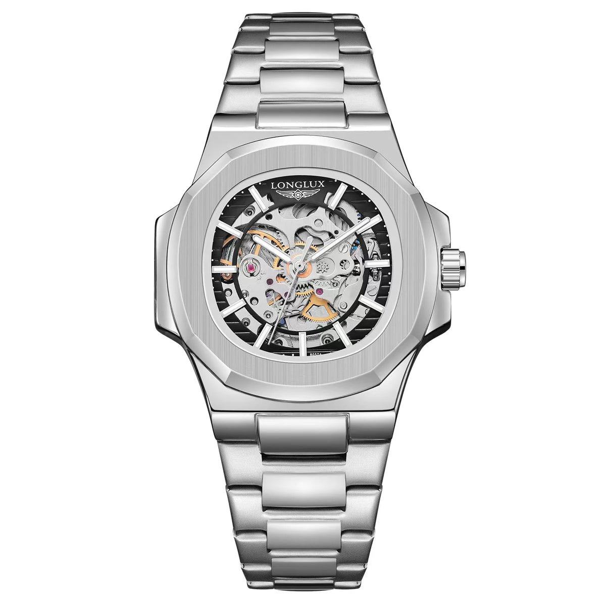 Reloj automático Skeleton, acabado negro y plata