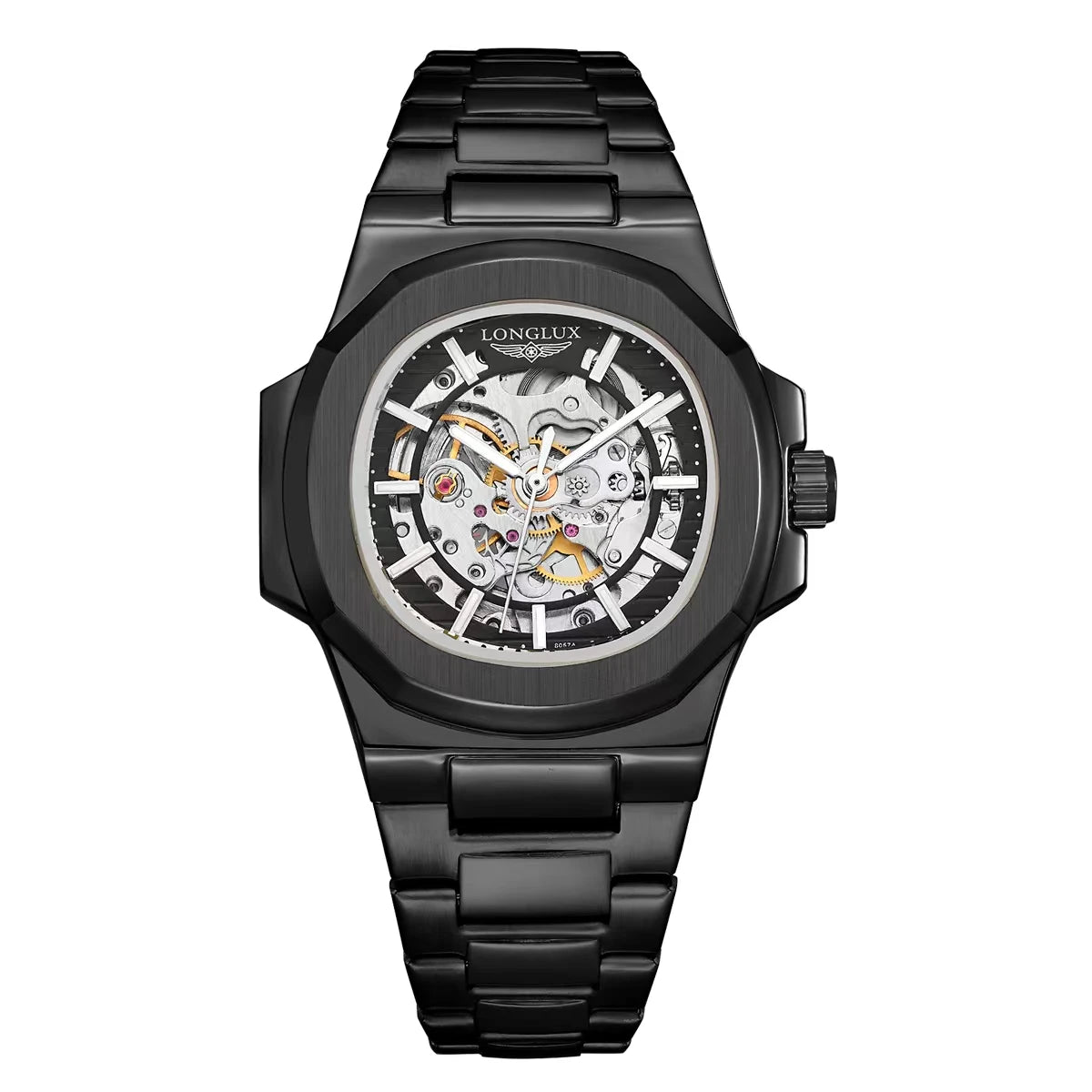 Reloj automático Skeleton, acabado negro